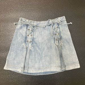 Free People pleated Jean skirt with ties